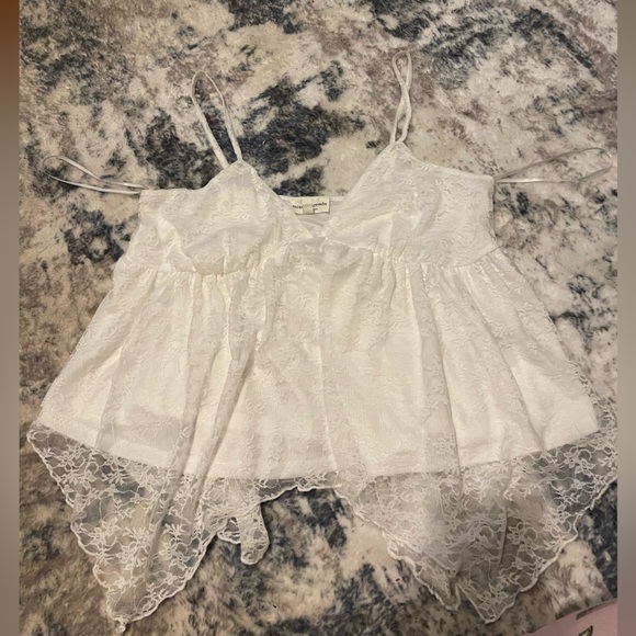Mixed Threads Tops - White lace tank top